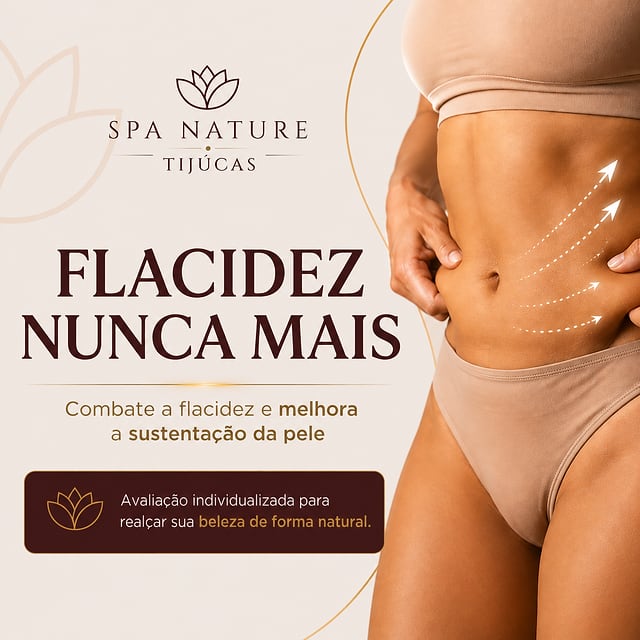 Card SPA Nature Tijucas: “Flacidez nunca mais” — combate a flacidez e melhora a sustentação da pele, com avaliação individualizada